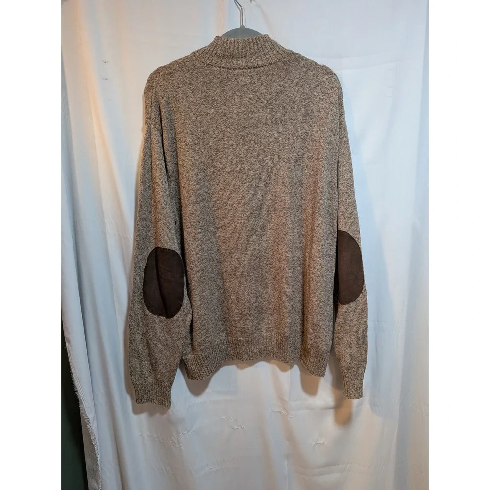 Brown‎ XL Academia Tweed Grandpa Preppy Buttons Pullover Men's Chaps Sweater